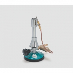 Bunsen in ottone nichelato "Sekur Flam" con rubinetto stabilizzatore di fiamma valvola di sicurezza con termocoppia e fiammella costante Ø mm 11x140h gas metano